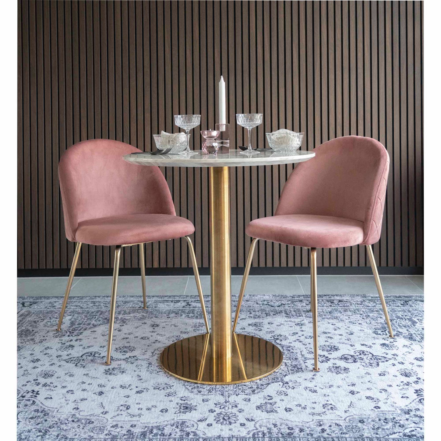 Mesa de comedor Bolzano - Blanco / Latón