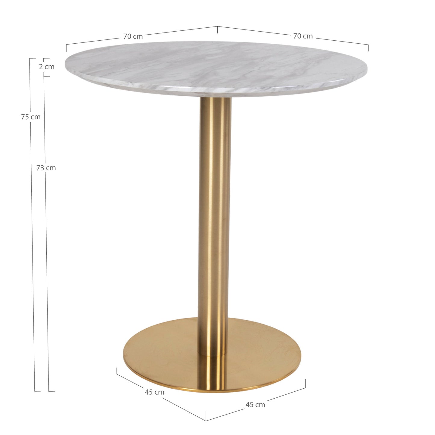 Mesa de comedor Bolzano - Blanco / Latón