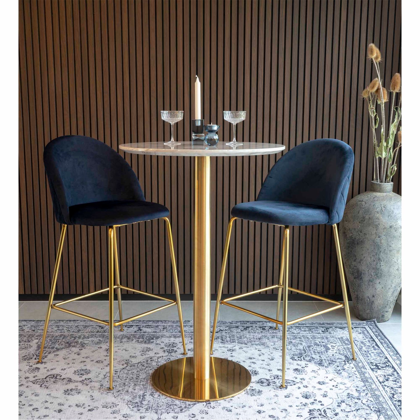 Mesa de bar Bolzano - Blanco / Latón