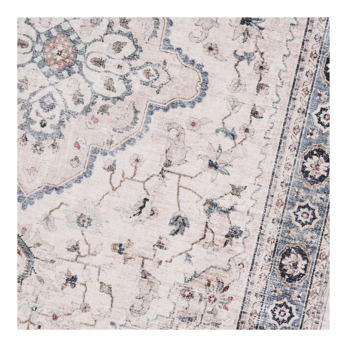 Alfombra de pasillo Havana - Blanco roto / Beige / Azul empolvado