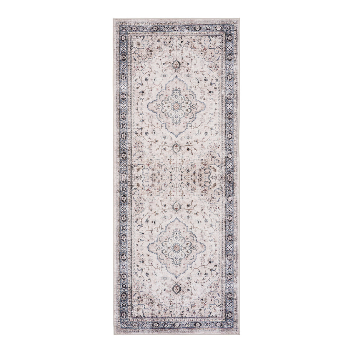 Alfombra de pasillo Havana - Blanco roto / Beige / Azul empolvado