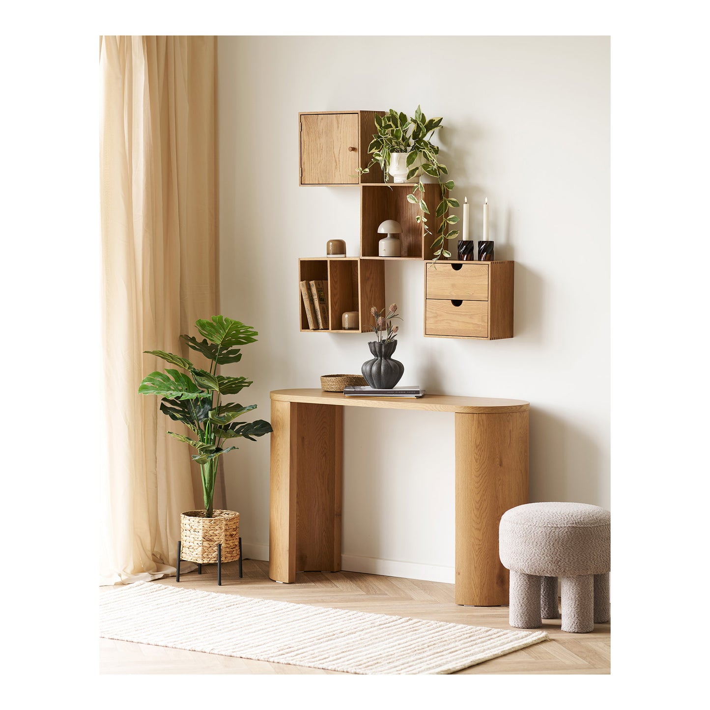 Estantería de pared Townsville con cajones - Natural