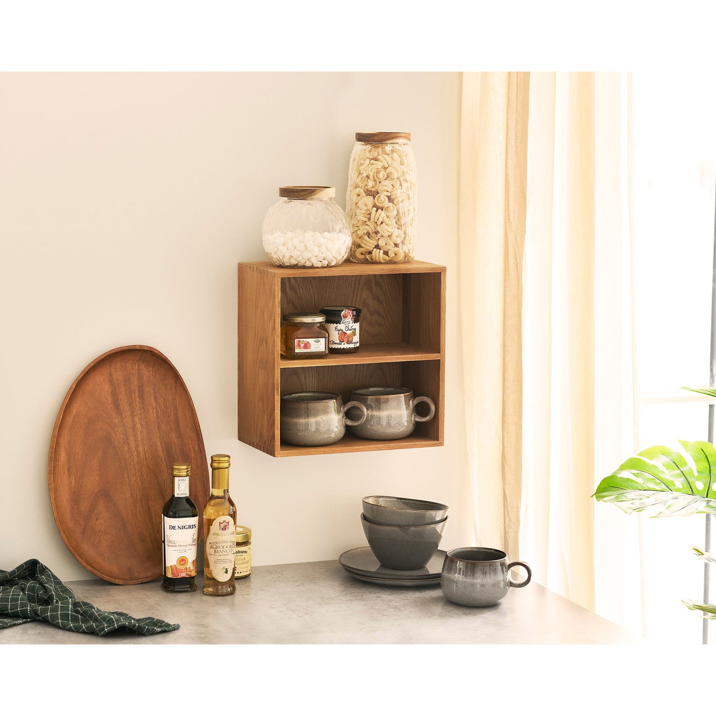 Estantería de pared Townsville con habitaciones verticales - Natural