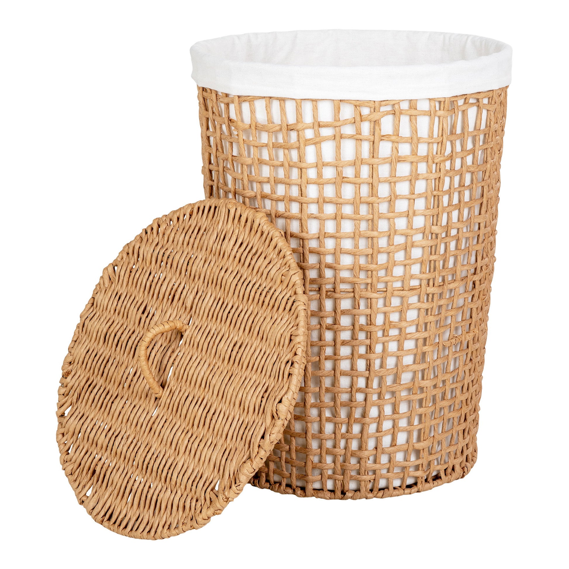 Cesto para la ropa sucia Pomal - Natural / Blanco