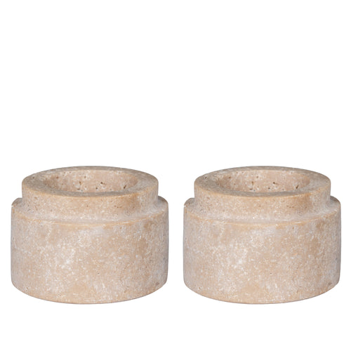 Portavelas de travertino – natural (juego de 2)