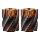 Glass Candle Holders – Smoked Brown (Set of 2)