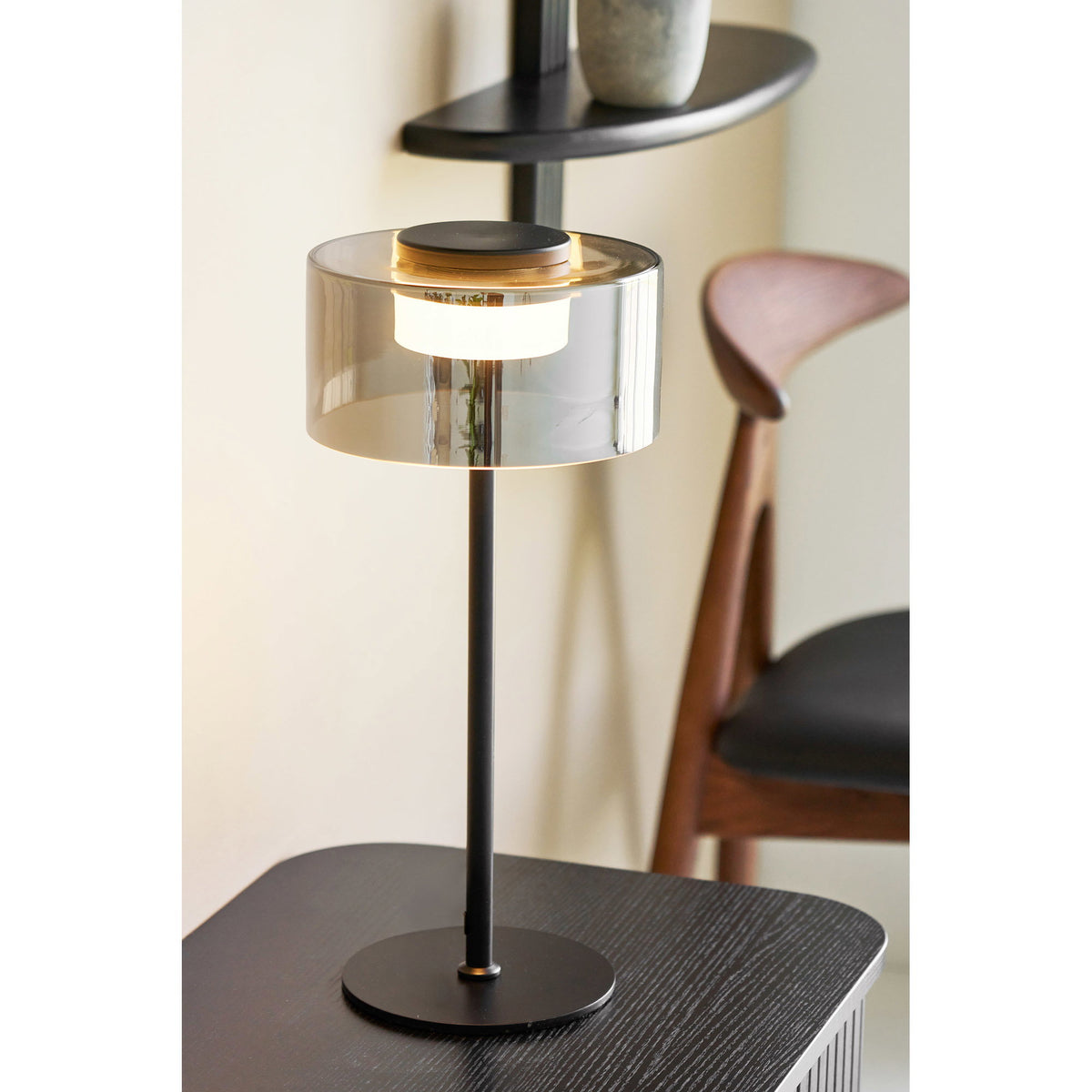Lámpara de mesa Cholet - Negro / Transparente
