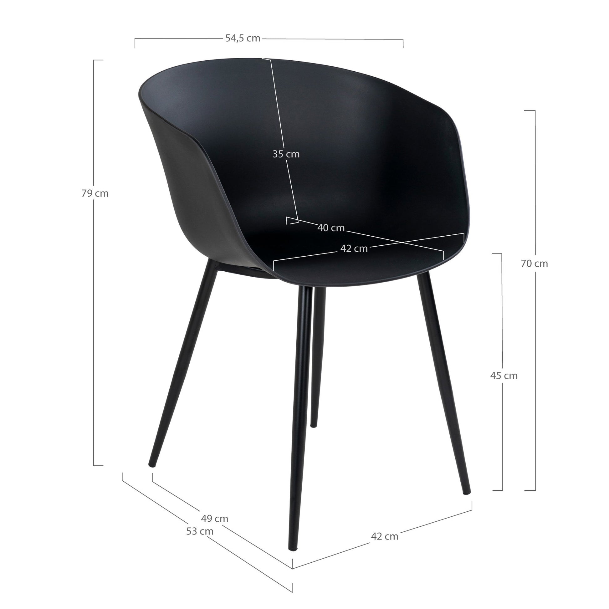 Silla de comedor Roda - Negro