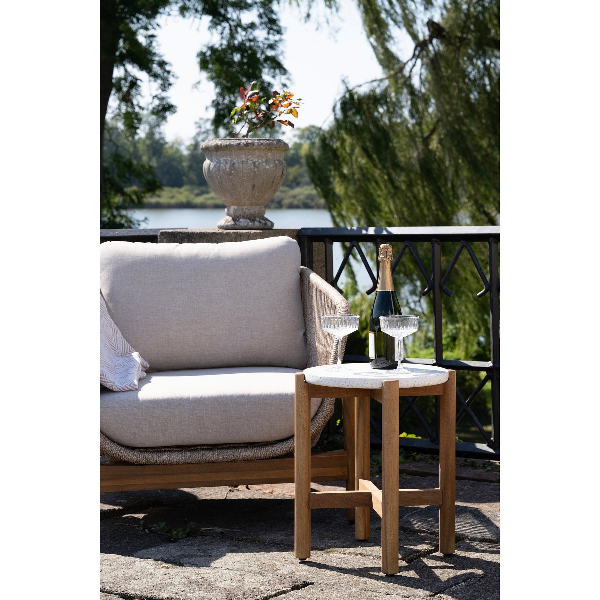 Mesa auxiliar Terracina - Natural / Blanco