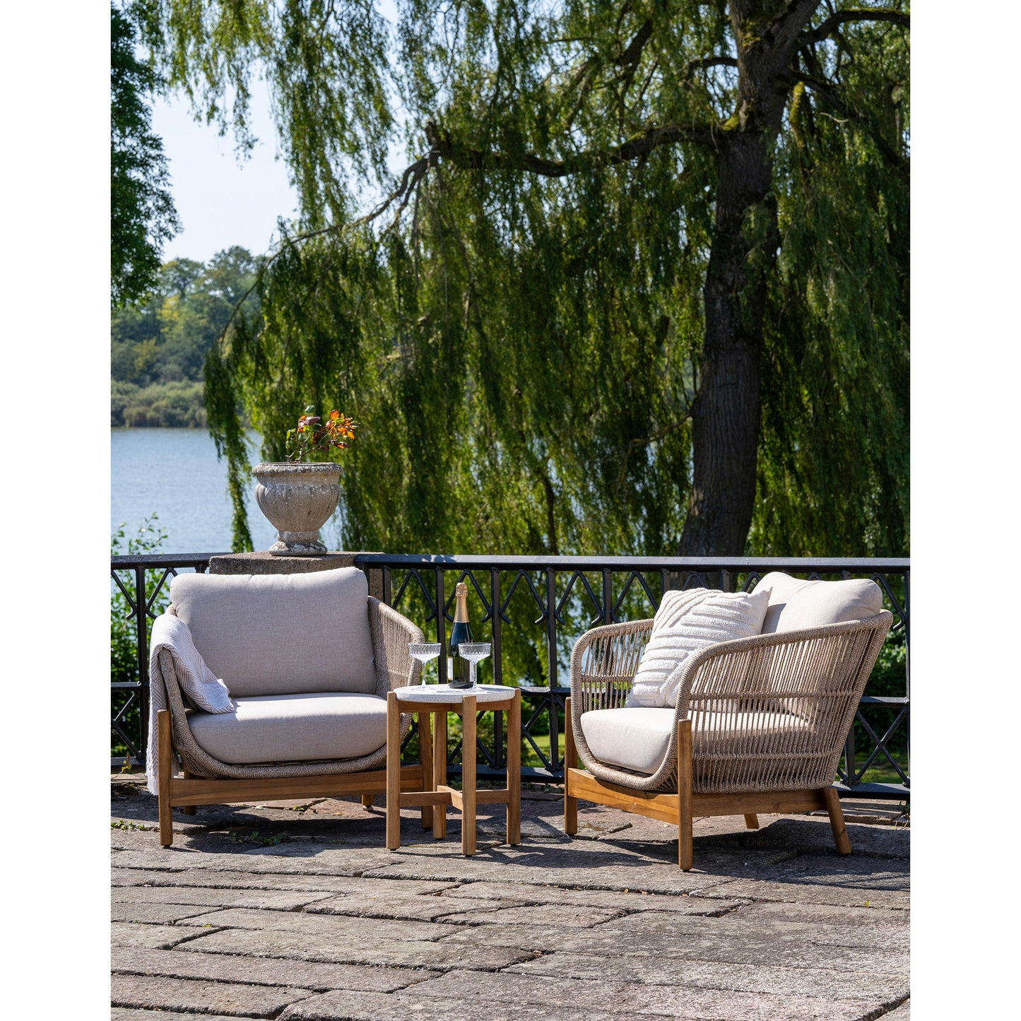 Mesa auxiliar Terracina - Natural / Blanco