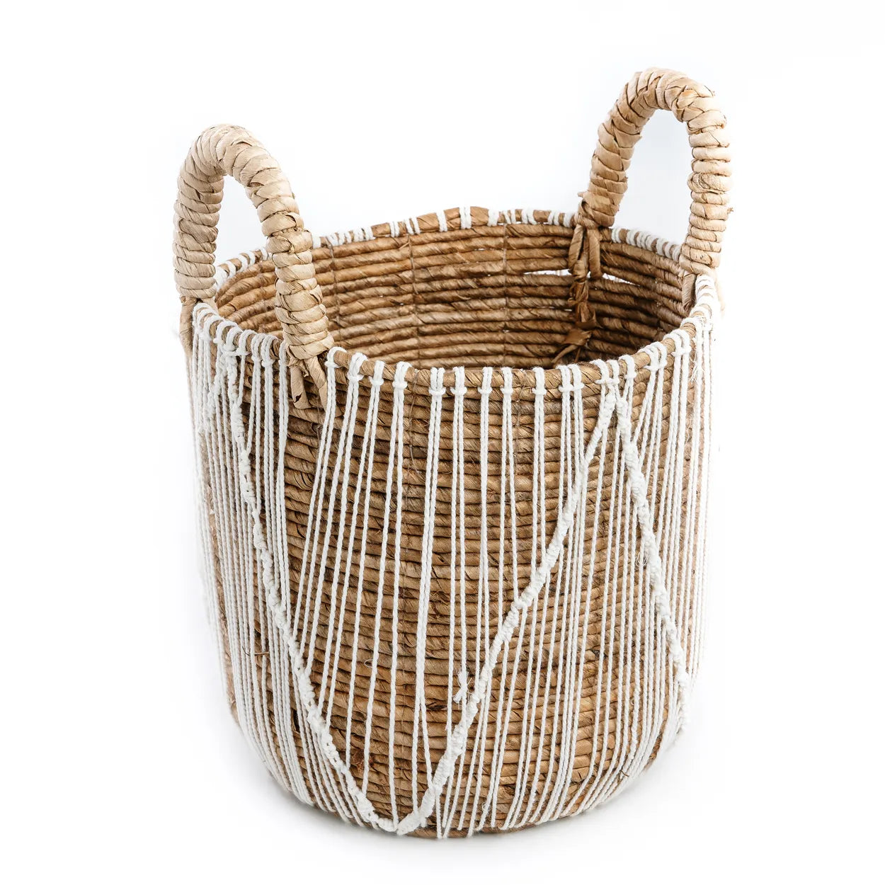 La Cesta de Macramé Straight Stitched - Natural Blanco - M