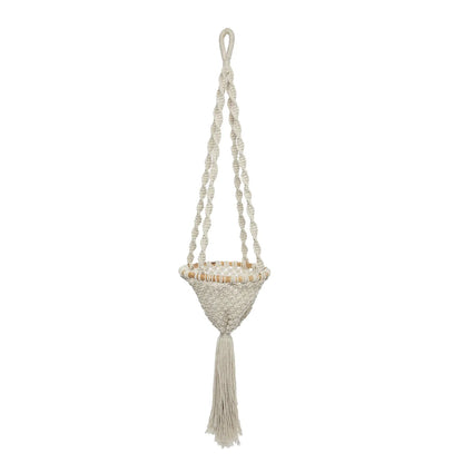 El Portaplantas de Macramé Trenzado - Natural Blanco - L