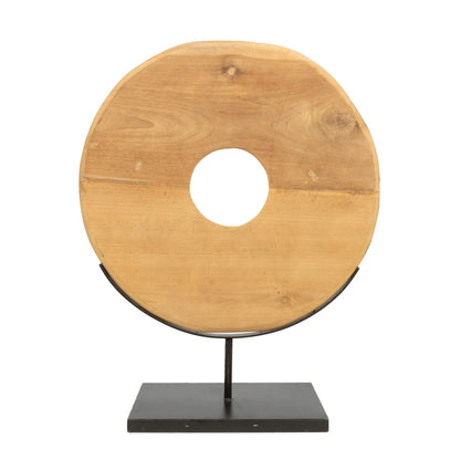 Teak Disc on Stand - L