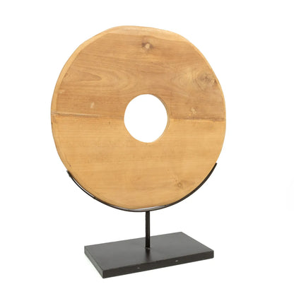 Teak Disc on Stand - L