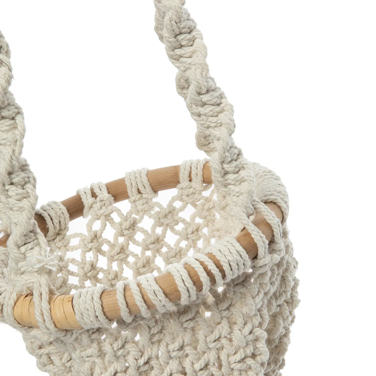 El Portaplantas de Macramé Trenzado - Natural Blanco - S