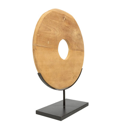 Teak Disc on Stand - L