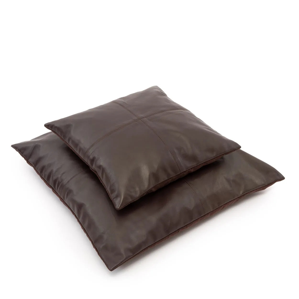 La Housse de Coussin en Cuir à Quatre Panneaux - Chocolat - 40x40