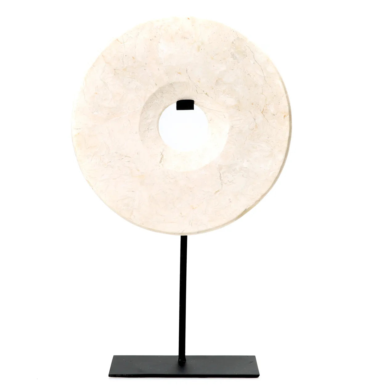 Marble Disc on Pedestal - White - L