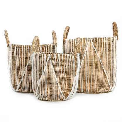 La Cesta de Macramé Straight Stitched - Natural Blanco - M