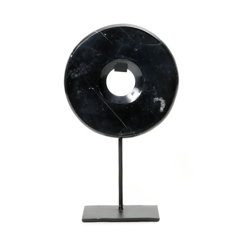 Marble Disk on Stand - Black - M