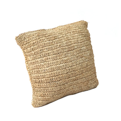 Raffia Cushion Cover Flowers - Natural - 40x40