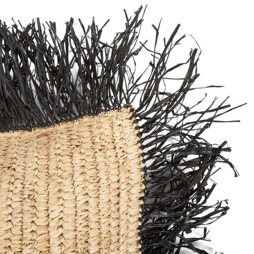 The Raffia Square Cushion Cover - Natural Black - 40x40