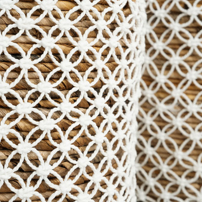 La Cesta de Macramé Cross Stitched - Natural Blanco - S