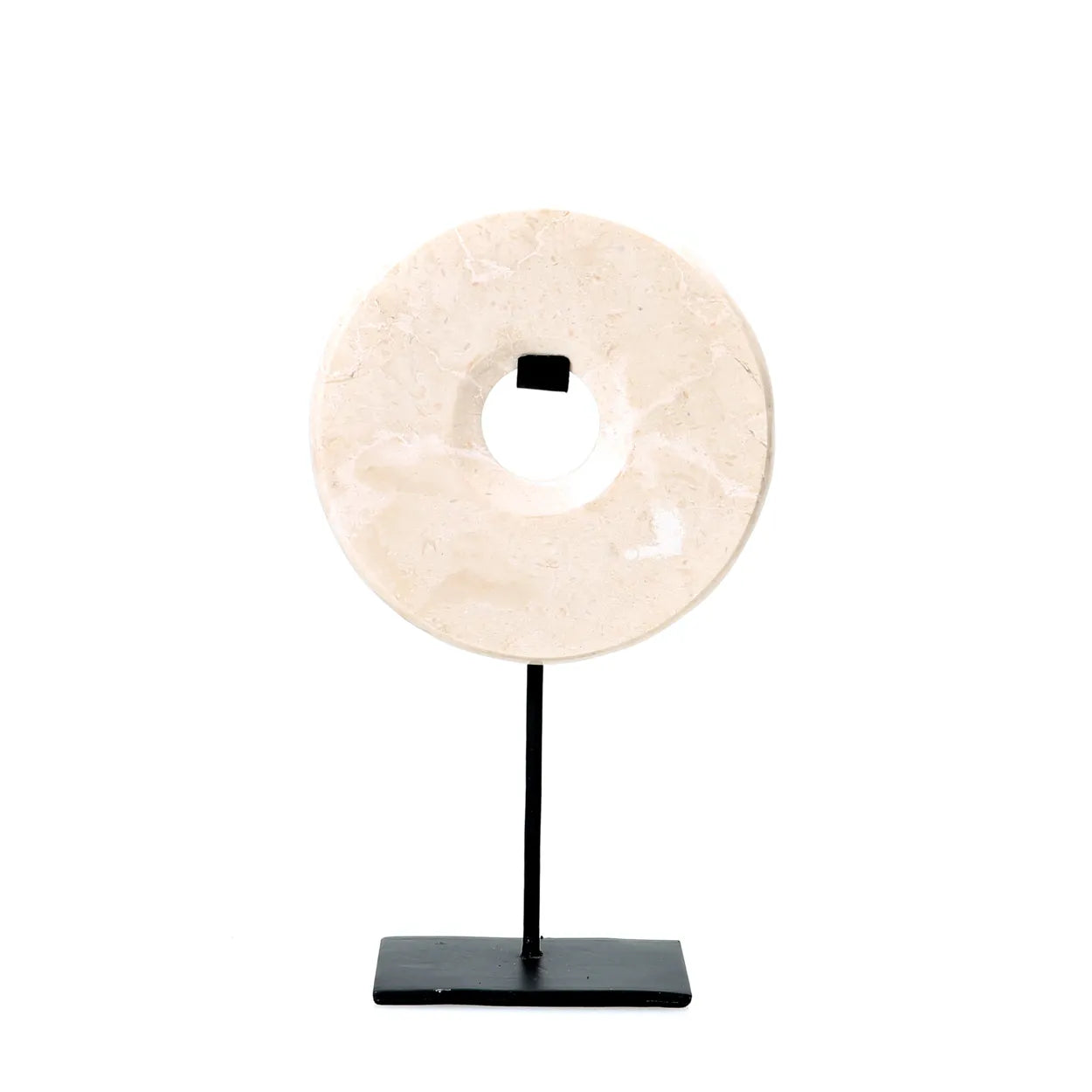 Marble Disc on Pedestal - White - M